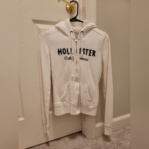 White Hollister zip up hoodie